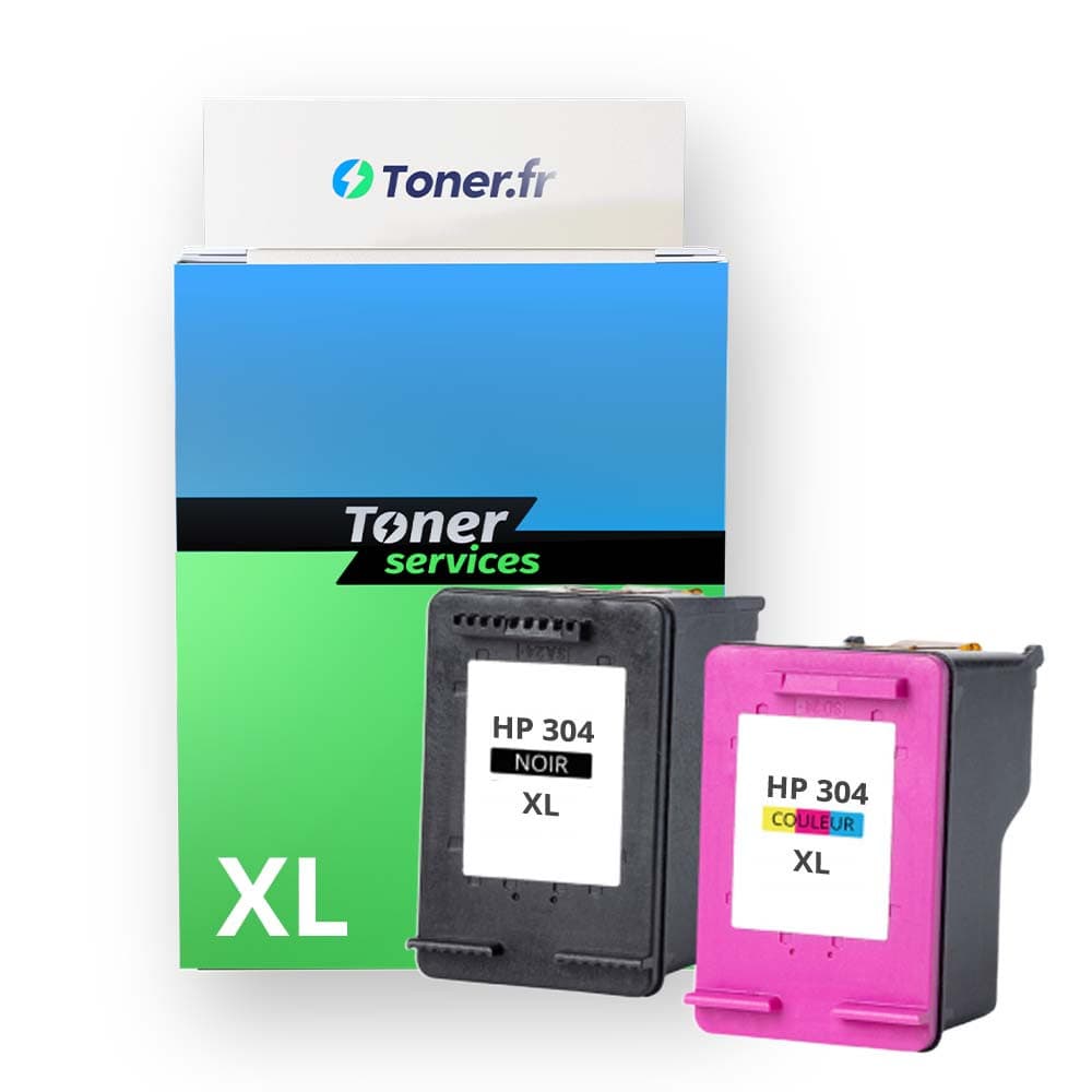 Pack de 2 cartouches d'encre compatibles HP 304 XL noir et tricolor
