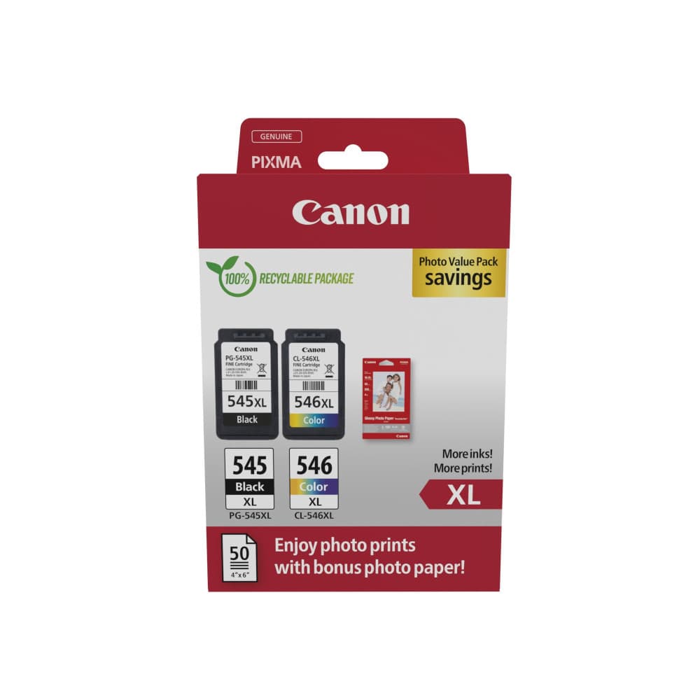Pack de 2 cartouches d'encre Canon PGI545/CLI546 XL Noir et couleurs